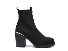 Load image into Gallery viewer, Medusa Knitted Block Heeled Ankle Boot In Black
