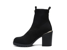 Load image into Gallery viewer, Medusa Knitted Block Heeled Ankle Boot In Black
