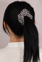 Load image into Gallery viewer, Satin Black and White Checker Hair Scrunchie
