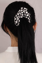 Load image into Gallery viewer, Satin Black and White Checker Hair Scrunchie
