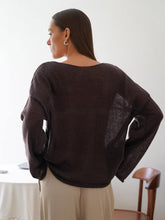 Load image into Gallery viewer, Round Neck Long Sleeve Knit Cover Up
