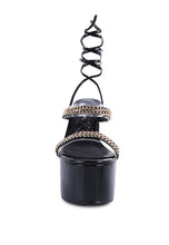 Load image into Gallery viewer, INDULGENCE Metal Chain Lace Up Chunky Sandals
