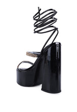 Load image into Gallery viewer, INDULGENCE Metal Chain Lace Up Chunky Sandals
