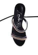 Load image into Gallery viewer, INDULGENCE Metal Chain Lace Up Chunky Sandals
