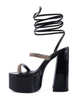 Load image into Gallery viewer, INDULGENCE Metal Chain Lace Up Chunky Sandals
