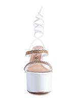 Load image into Gallery viewer, INDULGENCE Metal Chain Lace Up Chunky Sandals
