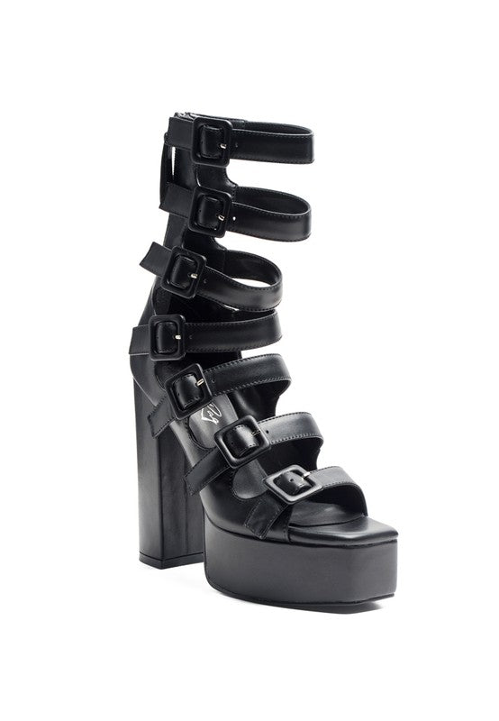 London Rag Sarouchi Caged High Heel Buckle Sandals