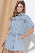 Load image into Gallery viewer, Washed Denim Overall Romper
