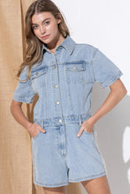 Load image into Gallery viewer, Washed Denim Overall Romper
