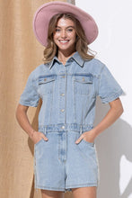 Load image into Gallery viewer, Washed Denim Overall Romper
