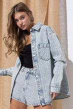 Load image into Gallery viewer, Sparkle Stone Stripe Denim Jacket
