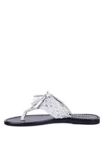 Load image into Gallery viewer, Beech Handwoven Natural Suede Tassel Thong Flats
