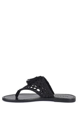 Load image into Gallery viewer, Beech Handwoven Natural Suede Tassel Thong Flats
