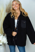 Load image into Gallery viewer, PLUS SIZE Long Sleeve Solid Woven Sherpa Jacket
