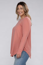 Load image into Gallery viewer, Plus Long Sleeve Round Neck Round Hem Top
