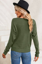 Load image into Gallery viewer, Womems - Green - Textured Knit Round Neck Dolman Sleeve Sweater
