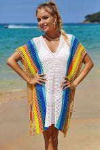 Load image into Gallery viewer, Openwork Striped Slit Knit Cover Up
