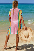 Load image into Gallery viewer, Openwork Striped Slit Knit Cover Up
