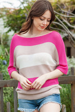 Load image into Gallery viewer, Color Block Boat Neck Half Sleeve Knit Top
