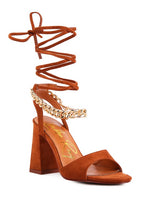 Load image into Gallery viewer, GONE GURL Chain Detail Tie Up Block Heels
