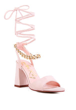 Load image into Gallery viewer, GONE GURL Chain Detail Tie Up Block Heels
