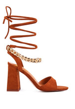 Load image into Gallery viewer, GONE GURL Chain Detail Tie Up Block Heels
