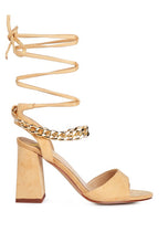 Load image into Gallery viewer, GONE GURL Chain Detail Tie Up Block Heels
