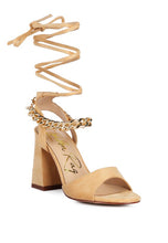 Load image into Gallery viewer, GONE GURL Chain Detail Tie Up Block Heels
