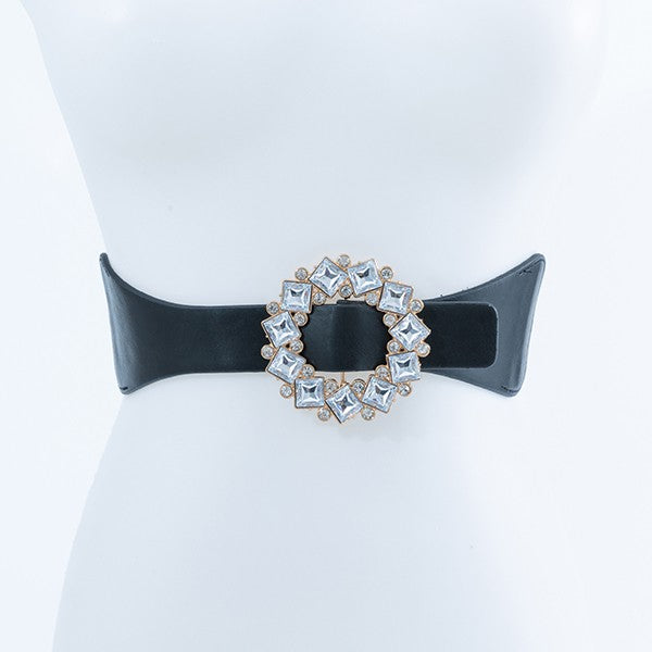 Clear Stone Flower Buckle Fashion Belt