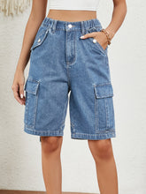 Load image into Gallery viewer, High Waist Denim Shorts with Pockets
