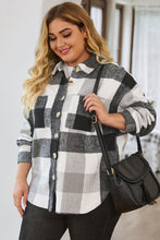 Load image into Gallery viewer, Plus Size Plaid Button Up Collared Neck Jacket
