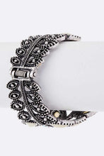 Load image into Gallery viewer, Crystal Leaf Statement Hinged Bangle
