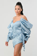 Load image into Gallery viewer, Athina Elegant Puff Shoulder Satin Mini Dress
