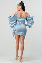 Load image into Gallery viewer, Athina Elegant Puff Shoulder Satin Mini Dress
