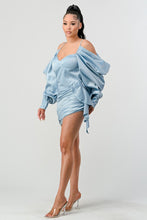 Load image into Gallery viewer, Athina Elegant Puff Shoulder Satin Mini Dress
