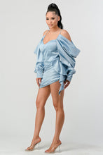 Load image into Gallery viewer, Athina Elegant Puff Shoulder Satin Mini Dress
