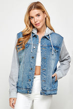 Load image into Gallery viewer, Women&#39;s Denim Jacket with Fleece Hoodies
