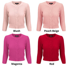 Load image into Gallery viewer, Cute Pattern Cropped Cardigan Sweater  3/4 Sleeve
