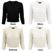 Load image into Gallery viewer, Cute Pattern Cropped Cardigan Sweater  3/4 Sleeve
