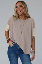 Load image into Gallery viewer, Simply Taupe Exposed Seam Colorblock Loose Tee
