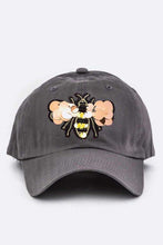 Load image into Gallery viewer, Large Sequin Embroidered Bee Patch Cotton Cap
