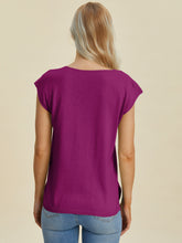 Load image into Gallery viewer, Double Take Full Size Notched Cap Sleeve Knit Top
