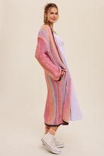 Load image into Gallery viewer, Multi Color Gradation Long Knit Open Cardigan
