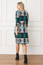 Load image into Gallery viewer, Plus Tribal Drawstring Blouson Midi Dress
