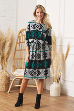 Load image into Gallery viewer, Plus Tribal Drawstring Blouson Midi Dress
