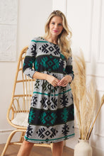 Load image into Gallery viewer, Plus Tribal Drawstring Blouson Midi Dress
