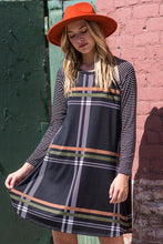 Load image into Gallery viewer, Stripe Sleeve A- Line Mini Dress
