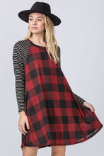 Load image into Gallery viewer, Stripe Sleeve A- Line Mini Dress
