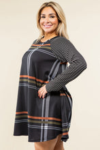 Load image into Gallery viewer, Plus Stripe Sleeve A- Line Mini Dress
