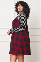 Load image into Gallery viewer, Plus Stripe Sleeve A- Line Mini Dress
